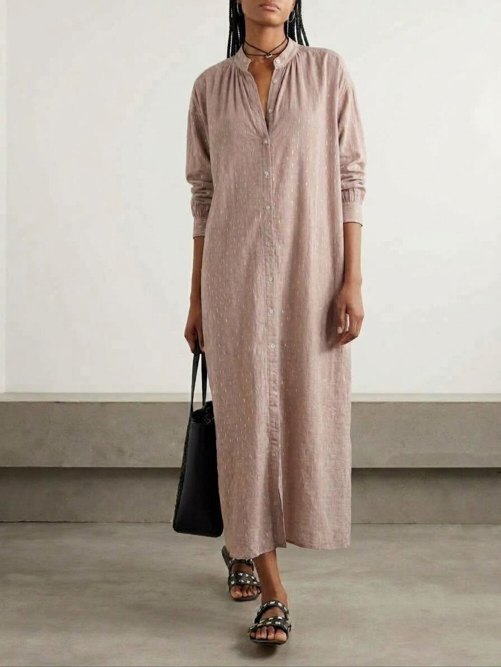 Alix of Bohemia Button Front Tunic Dress Size Large 100% Cotton *Missing belt